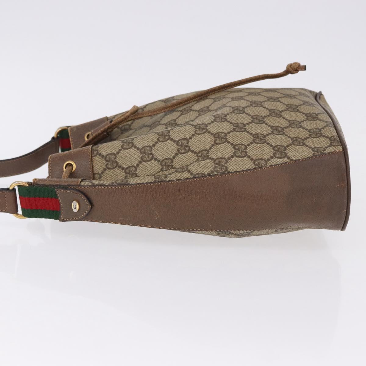 GUCCI GG Supreme Web Sherry Line Bag PVC Beige Gold 41 02 034 Auth 191135