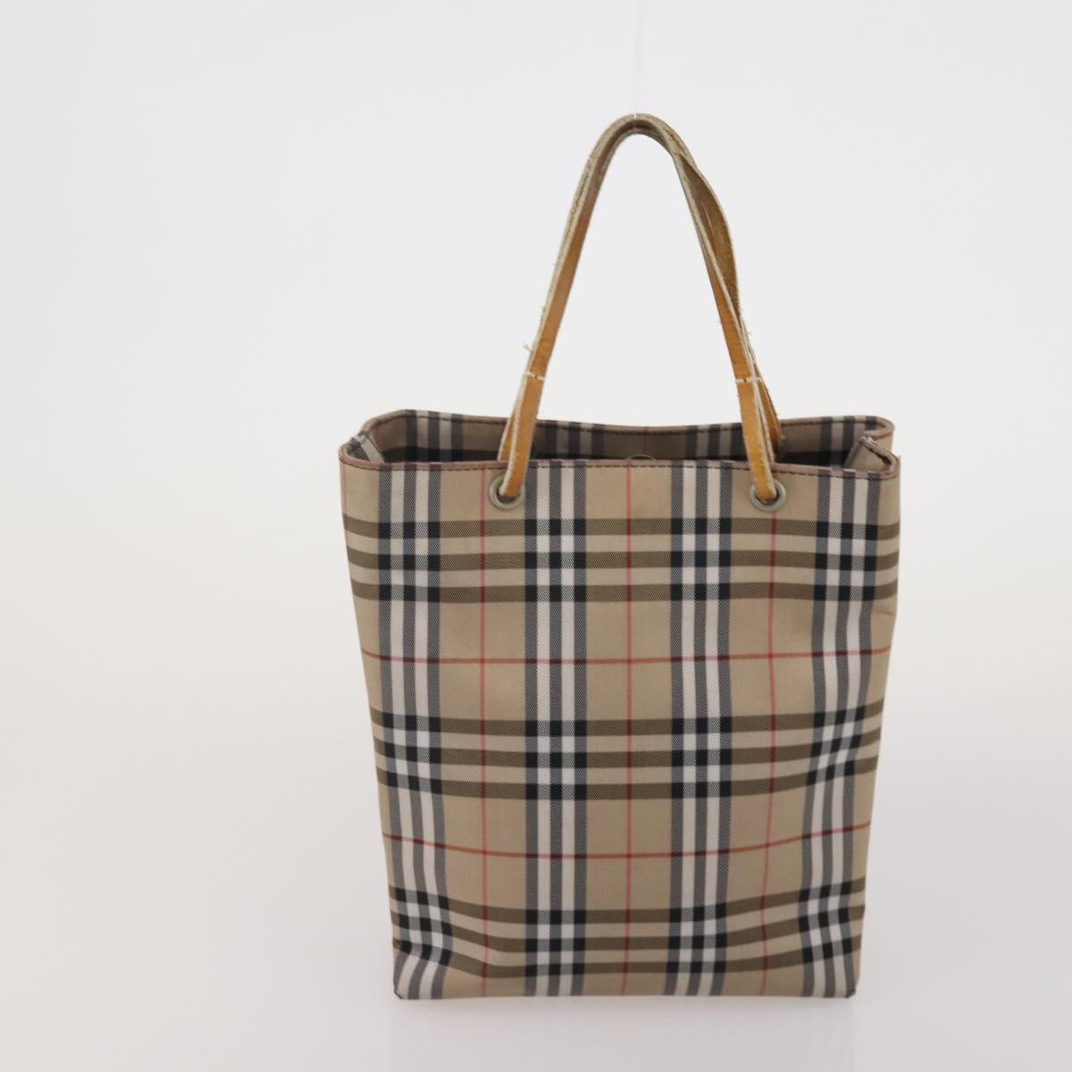 BURBERRY Nova Check Blue Label Bag Canvas nylon 4 Set Brown Beige Auth 191136