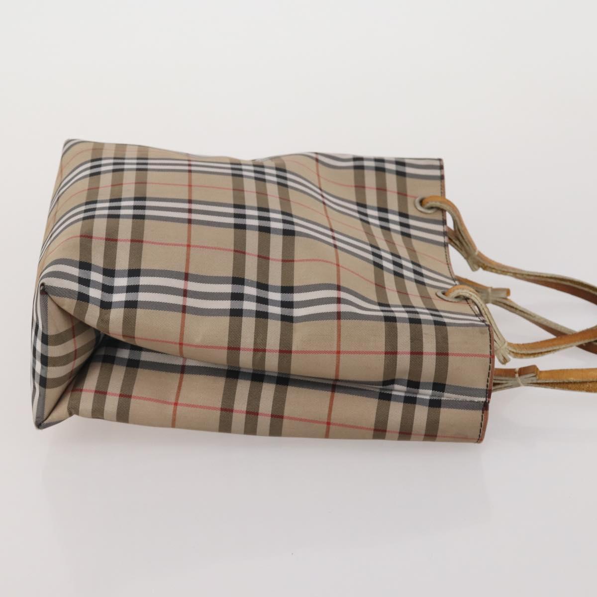BURBERRY Nova Check Blue Label Bag Canvas nylon 4 Set Brown Beige Auth 191136