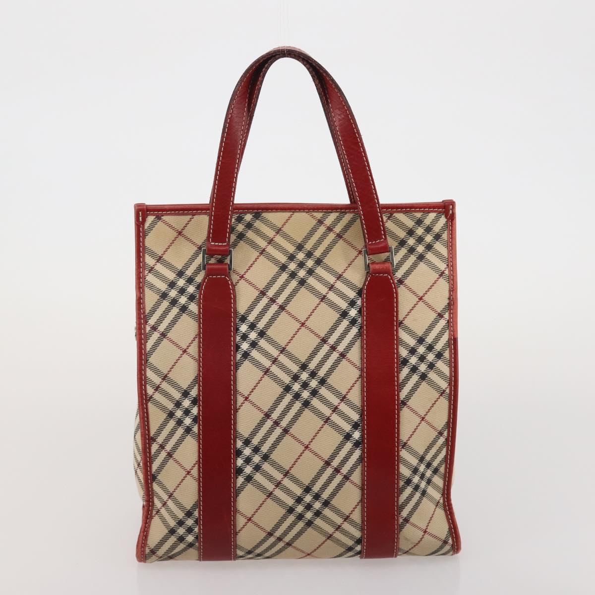 BURBERRY Nova Check Blue Label Bag Canvas nylon 4 Set Brown Beige Auth 191136