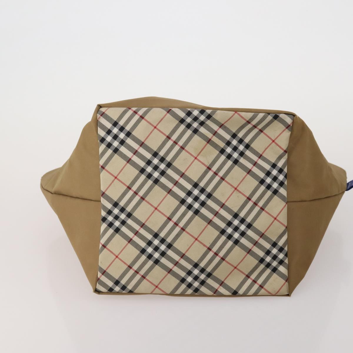 BURBERRY Nova Check Blue Label Bag Canvas nylon 4 Set Brown Beige Auth 191136