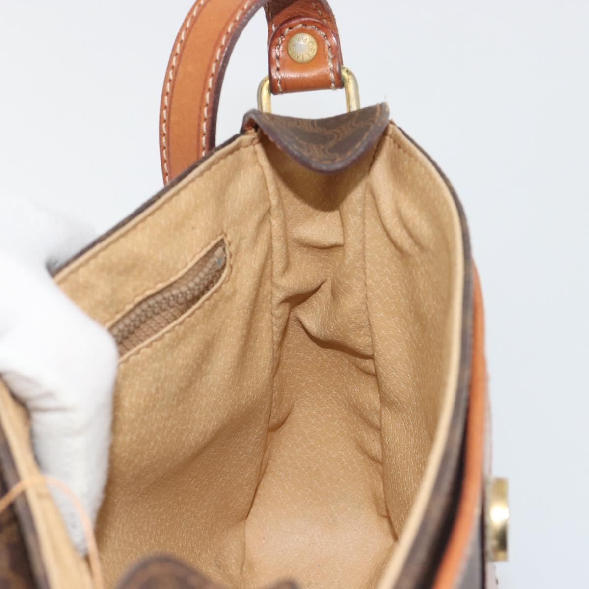CELINE Macadam Canvas Shoulder Bag PVC Leather Brown Gold Auth 191139