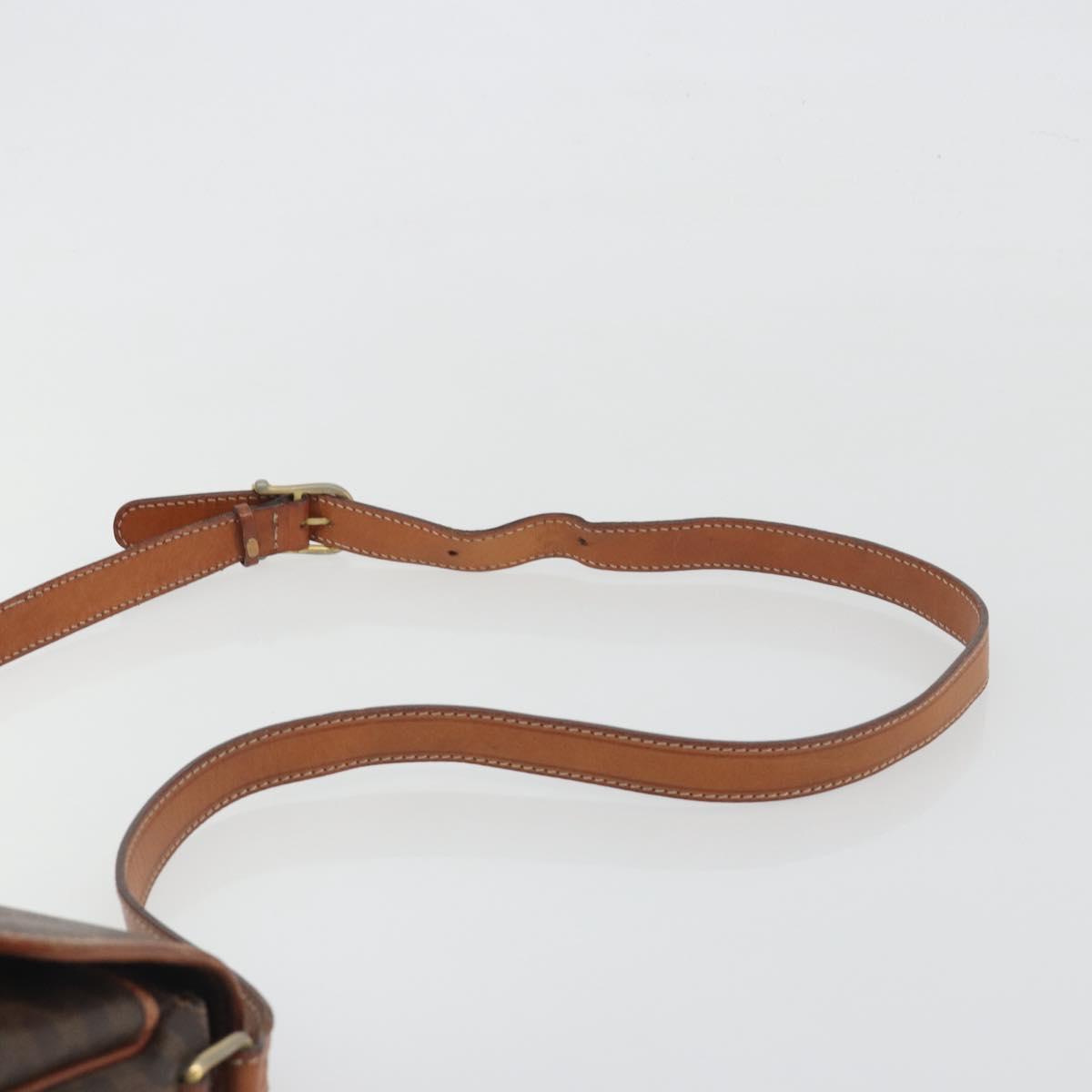 CELINE Macadam Canvas Shoulder Bag PVC Leather Brown Gold Auth 191139