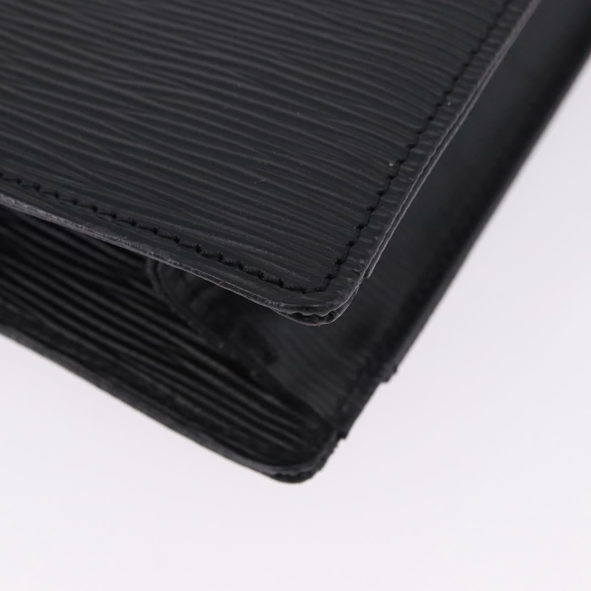 VALENTINO Clutch Bag Leather Black Gold Auth 191140