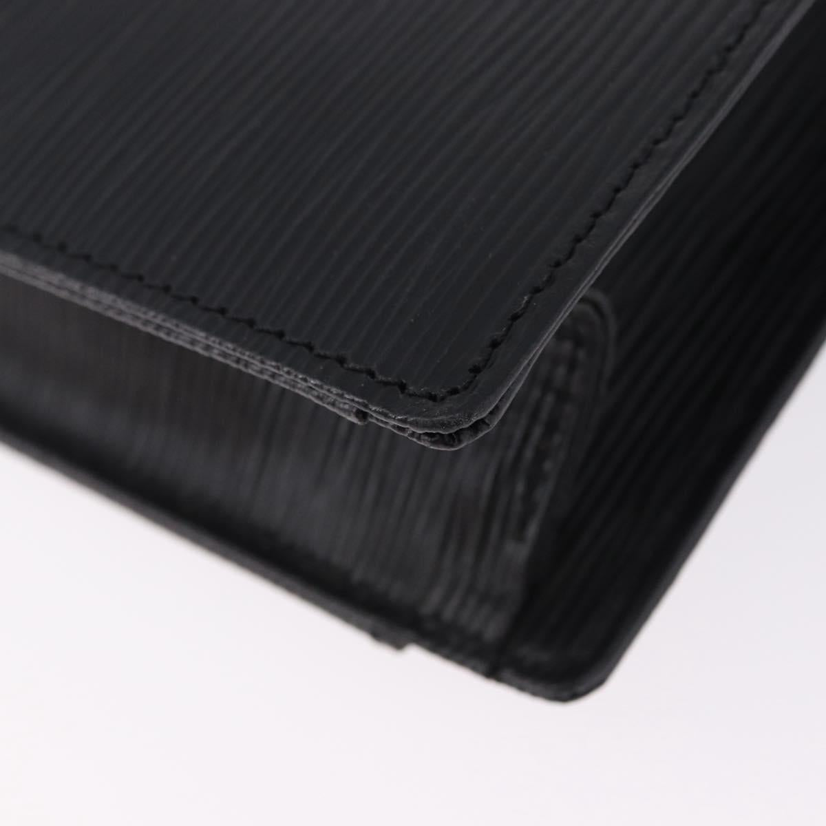 VALENTINO Clutch Bag Leather Black Gold Auth 191140