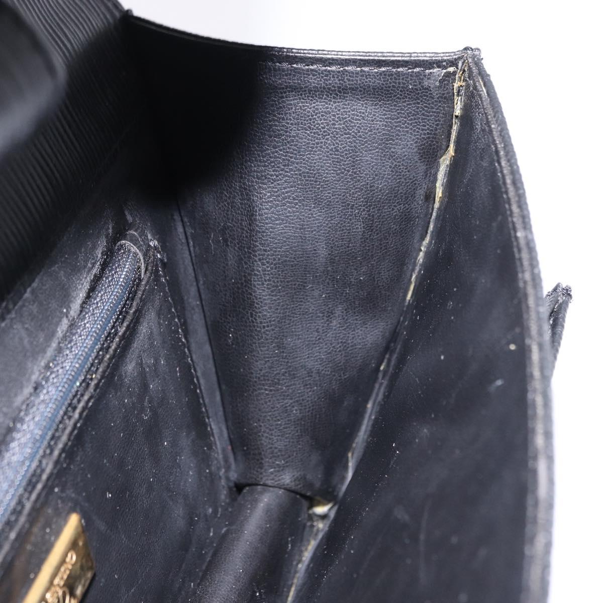VALENTINO Clutch Bag Leather Black Gold Auth 191140