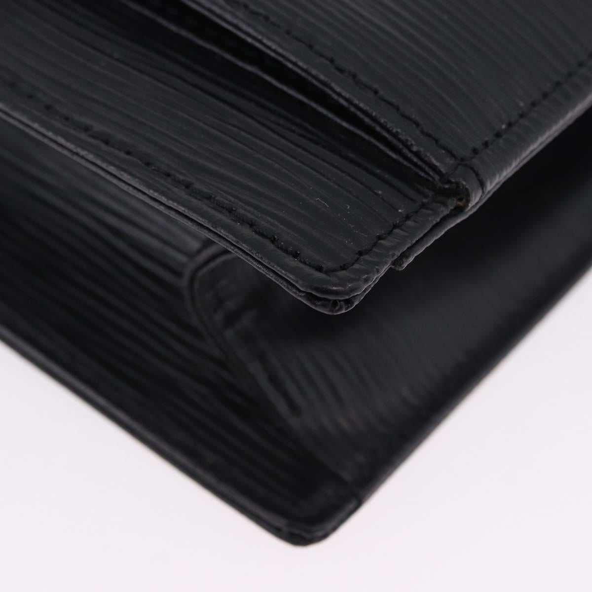 VALENTINO Clutch Bag Leather Black Gold Auth 191140