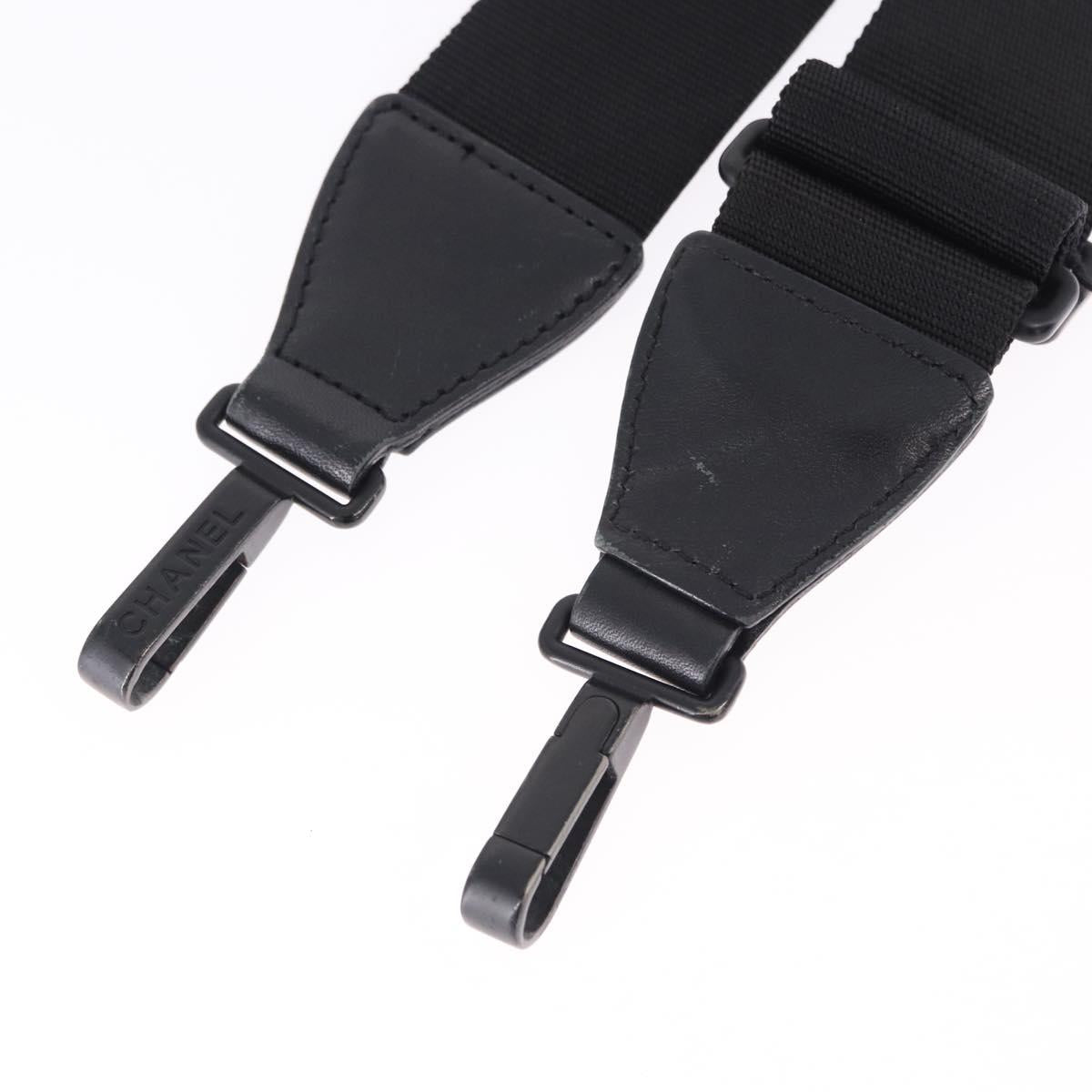 CHANEL Adjustable Shoulder Strap Canvas 31.5""-53.1"" Black CC Auth 191141