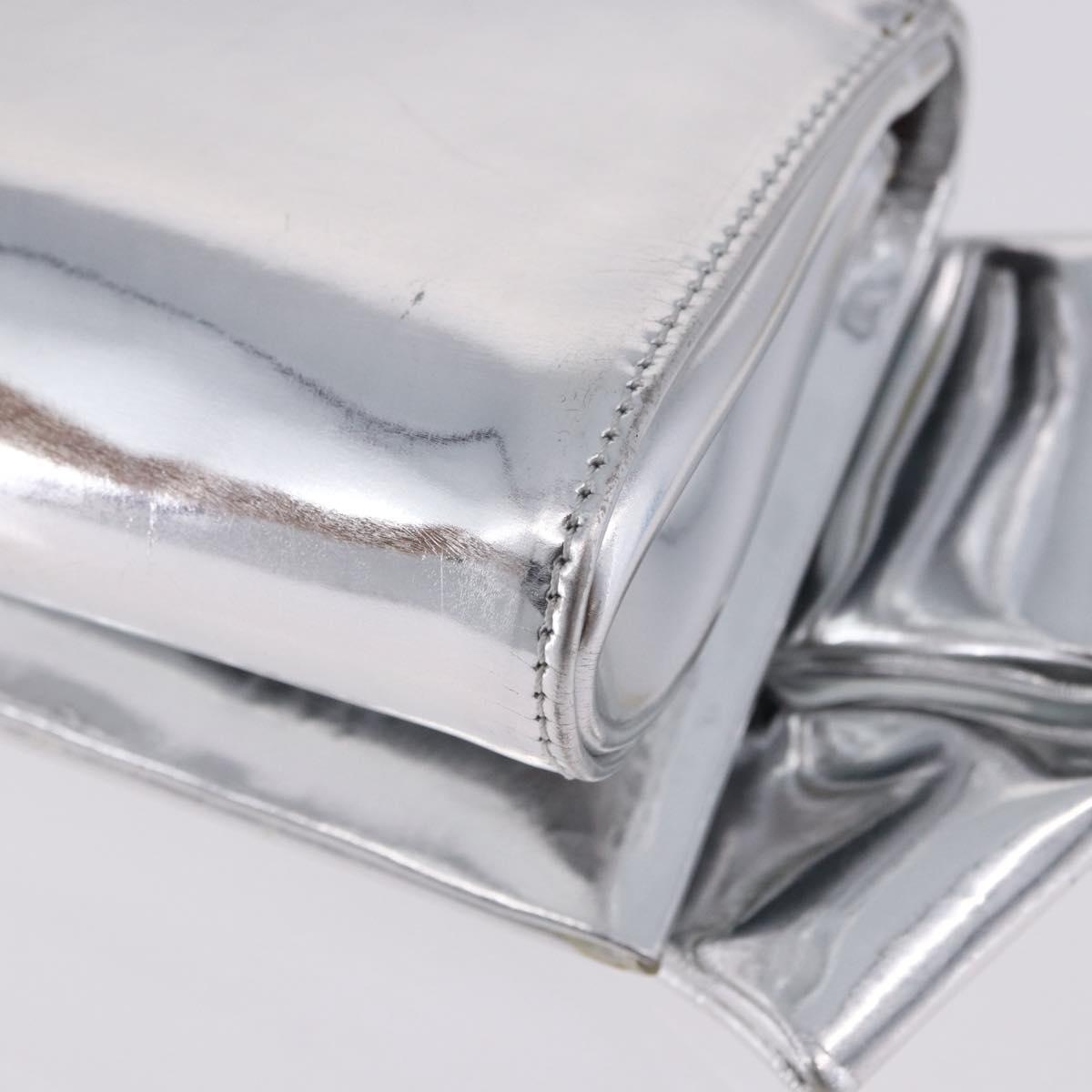 Christian Louboutin Clutch Bag Leather Silver Auth 191142