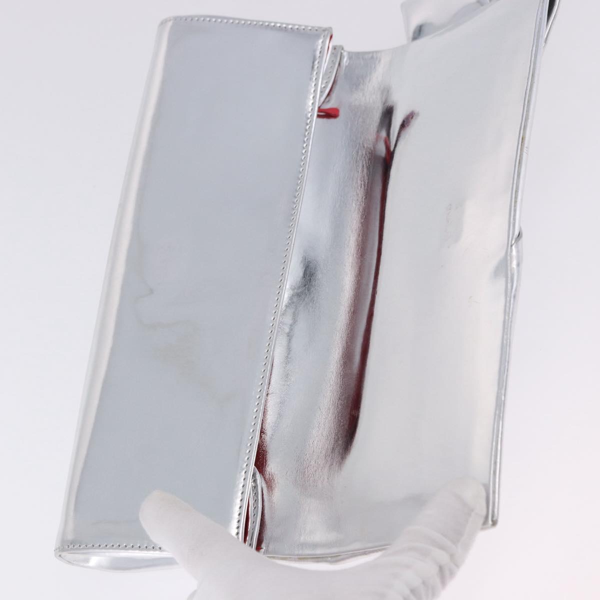 Christian Louboutin Clutch Bag Leather Silver Auth 191142