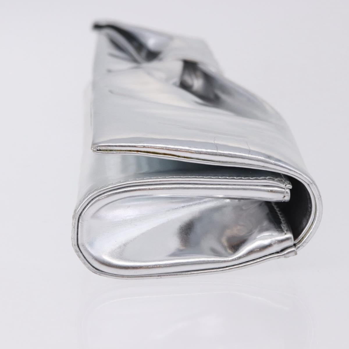 Christian Louboutin Clutch Bag Leather Silver Auth 191142