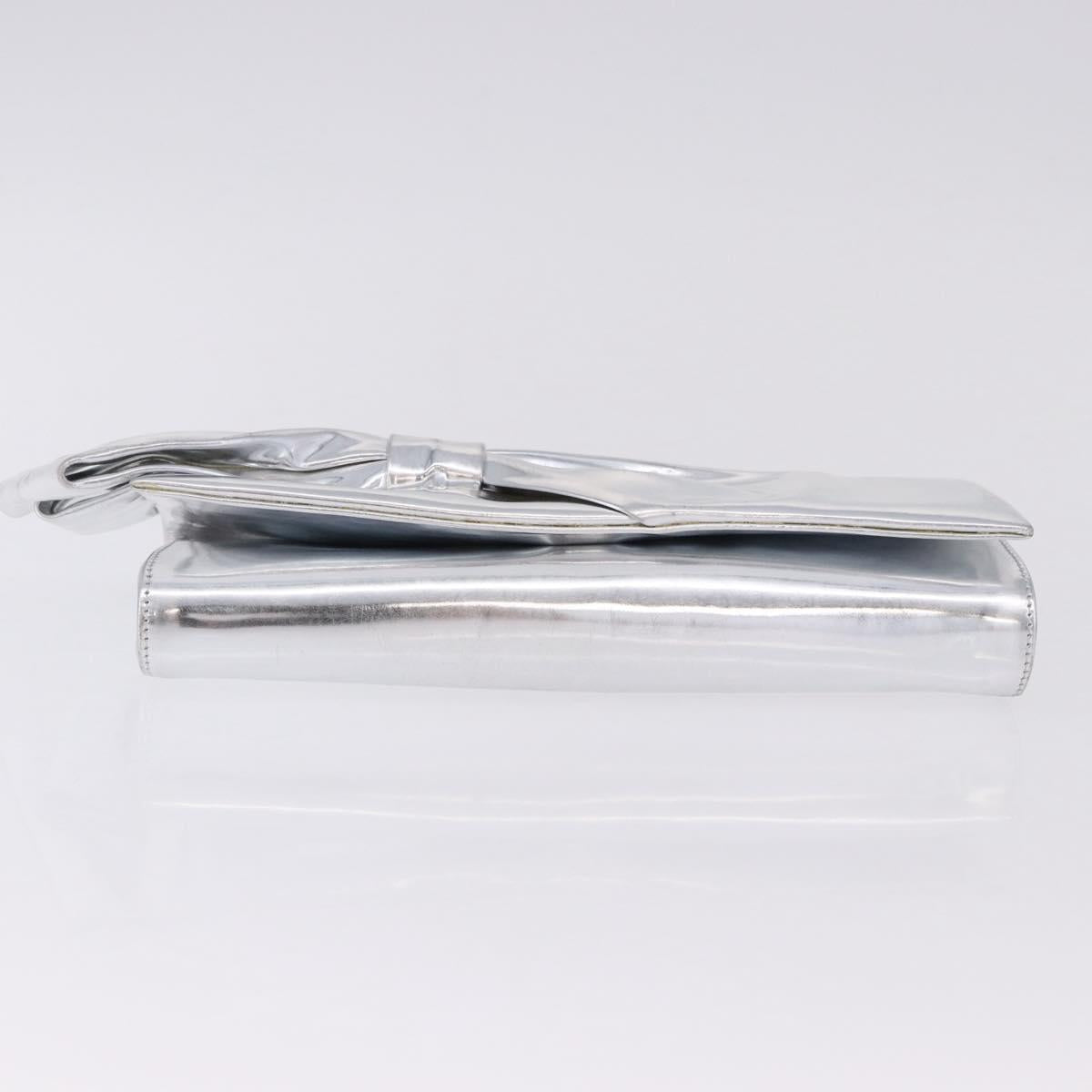 Christian Louboutin Clutch Bag Leather Silver Auth 191142