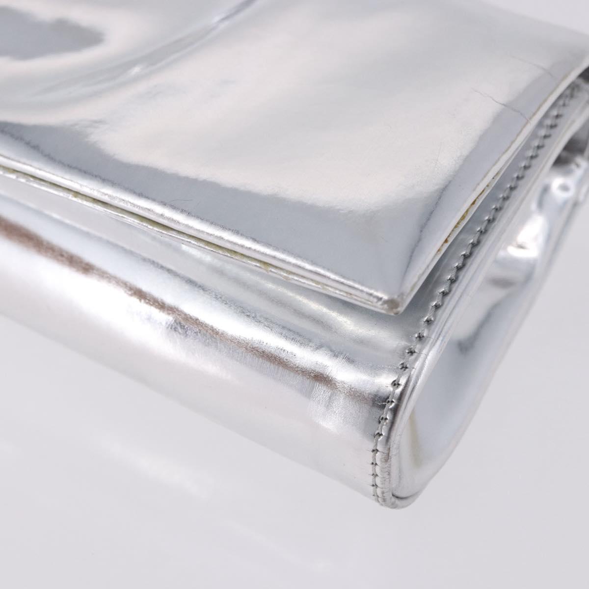 Christian Louboutin Clutch Bag Leather Silver Auth 191142