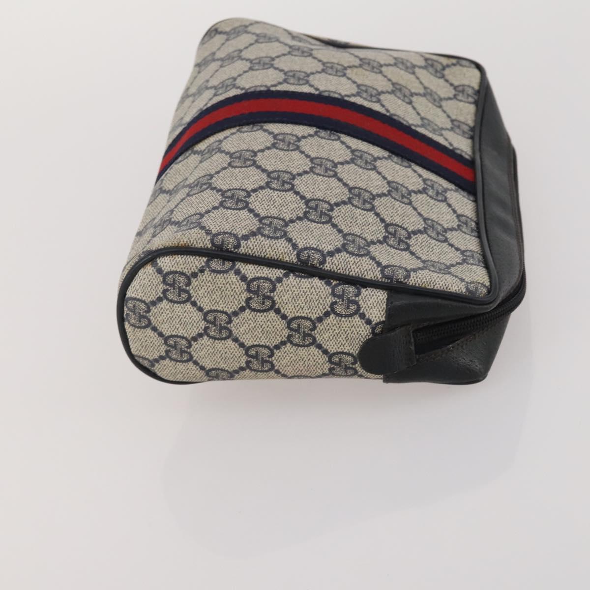 GUCCI GG Supreme GG Plus Supreme Clutch Bag PVC 3 Set Beige Navy Auth 191143
