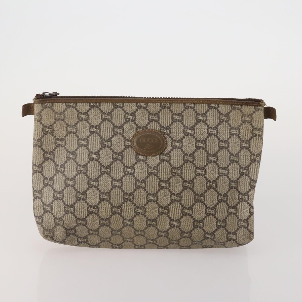 GUCCI GG Supreme GG Plus Supreme Clutch Bag PVC 3 Set Beige Navy Auth 191143