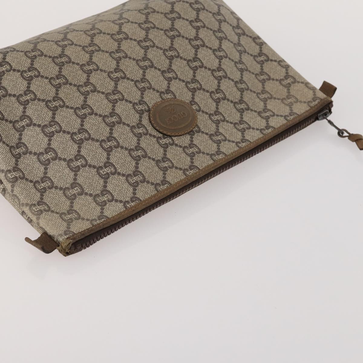 GUCCI GG Supreme GG Plus Supreme Clutch Bag PVC 3 Set Beige Navy Auth 191143