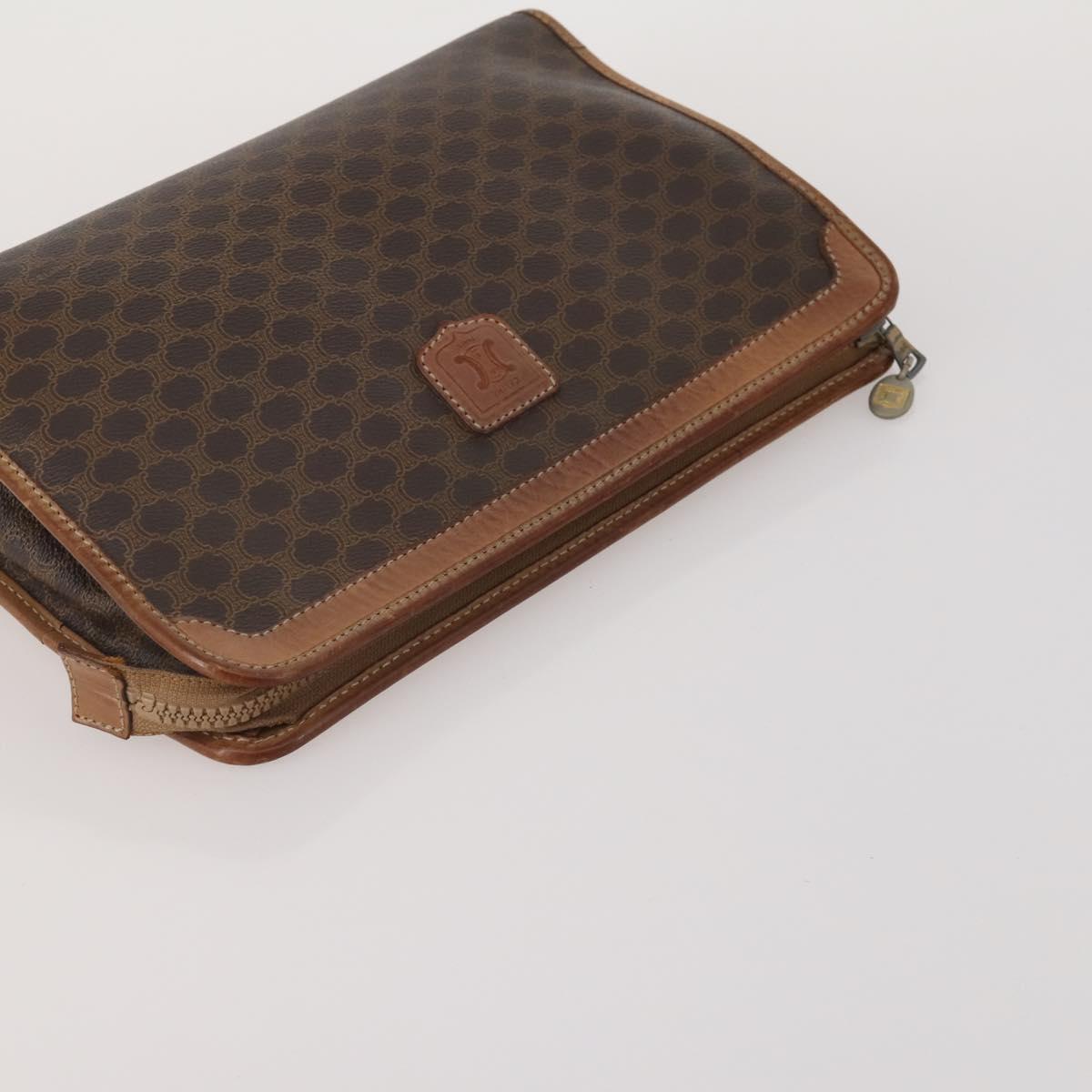 CELINE Macadam Canvas Clutch Bag PVC Suede 4 Set Brown Beige blue Auth 191147