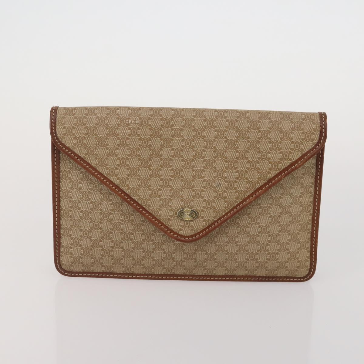 CELINE Macadam Canvas Clutch Bag PVC Suede 4 Set Brown Beige blue Auth 191147