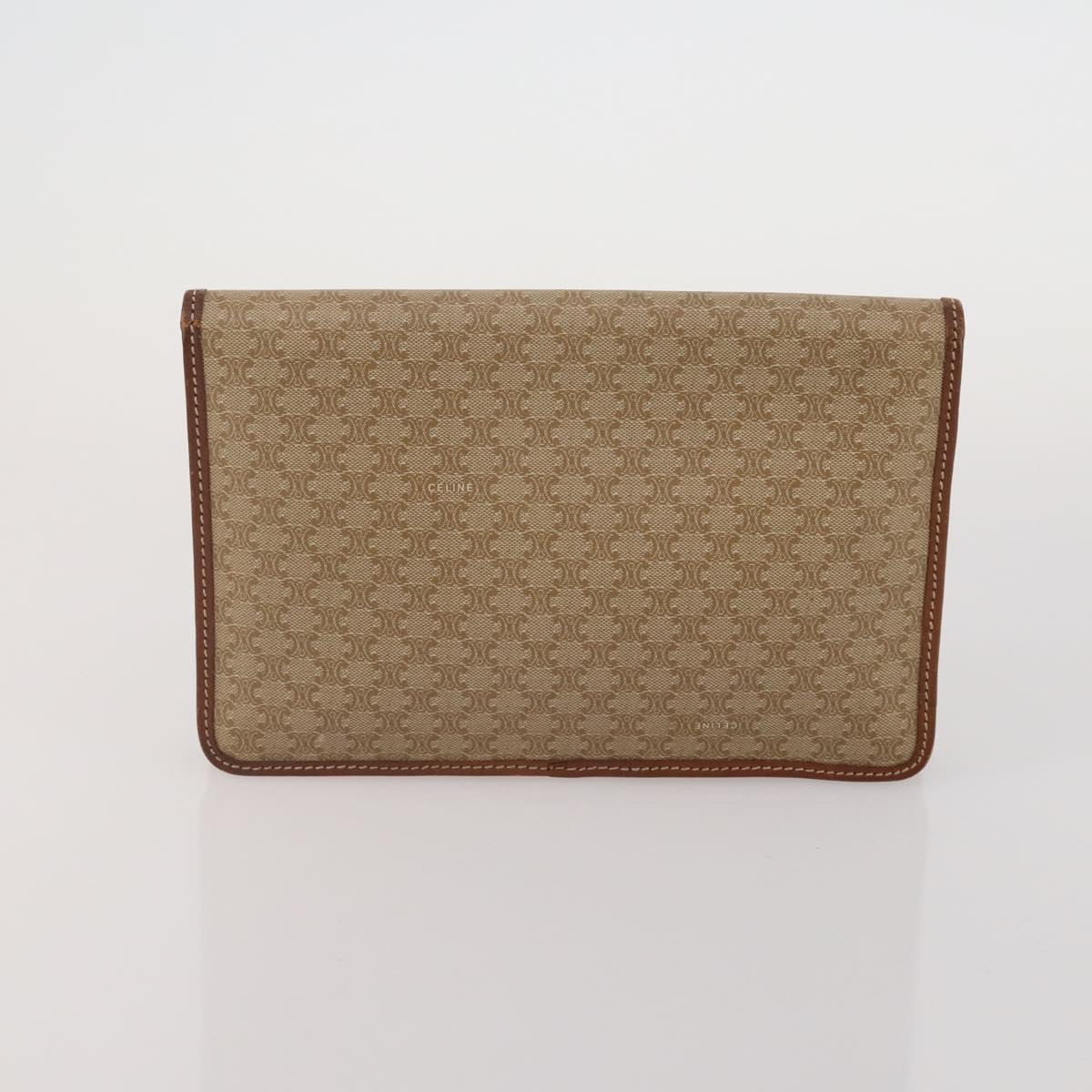 CELINE Macadam Canvas Clutch Bag PVC Suede 4 Set Brown Beige blue Auth 191147