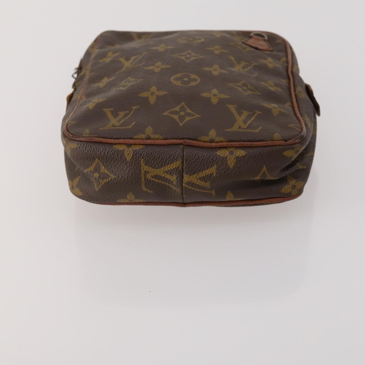 LOUIS VUITTON Monogram Clutch Bag Nylon Leather 5 Set Green Beige LV Auth 191149