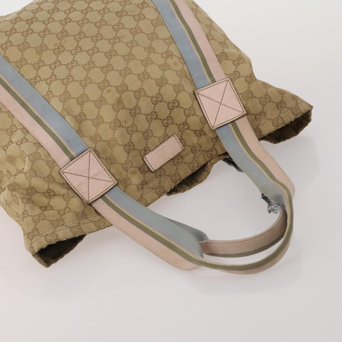 GUCCI GG Canvas Shoulder Bag Suede 5 Set Beige Black Auth 191151