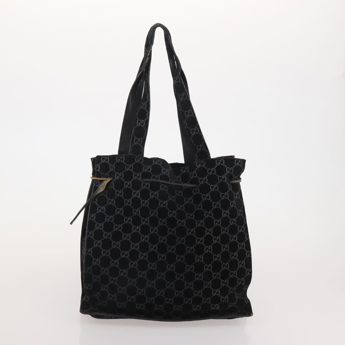 GUCCI GG Canvas Shoulder Bag Suede 5 Set Beige Black Auth 191151