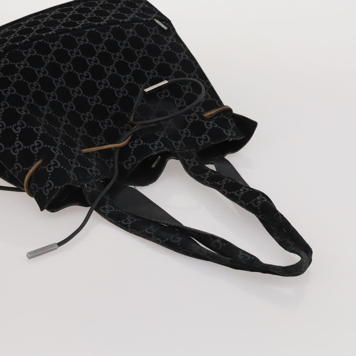 GUCCI GG Canvas Shoulder Bag Suede 5 Set Beige Black Auth 191151