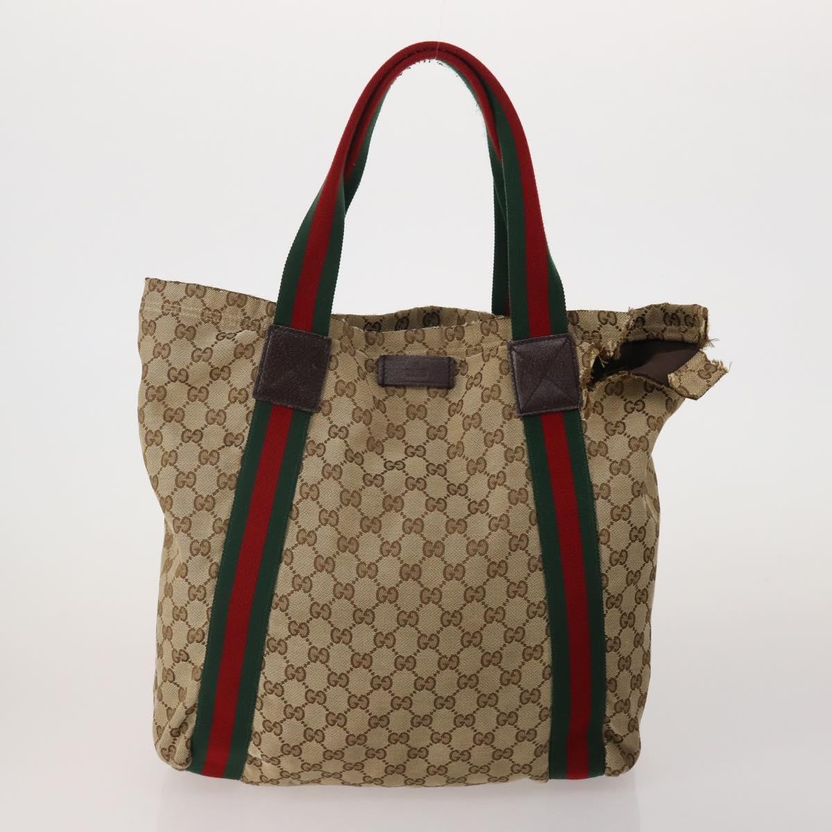 GUCCI GG Canvas Shoulder Bag Suede 5 Set Beige Black Auth 191151