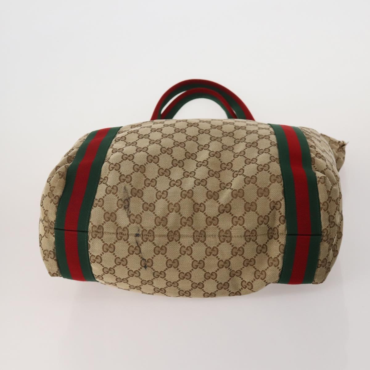 GUCCI GG Canvas Shoulder Bag Suede 5 Set Beige Black Auth 191151