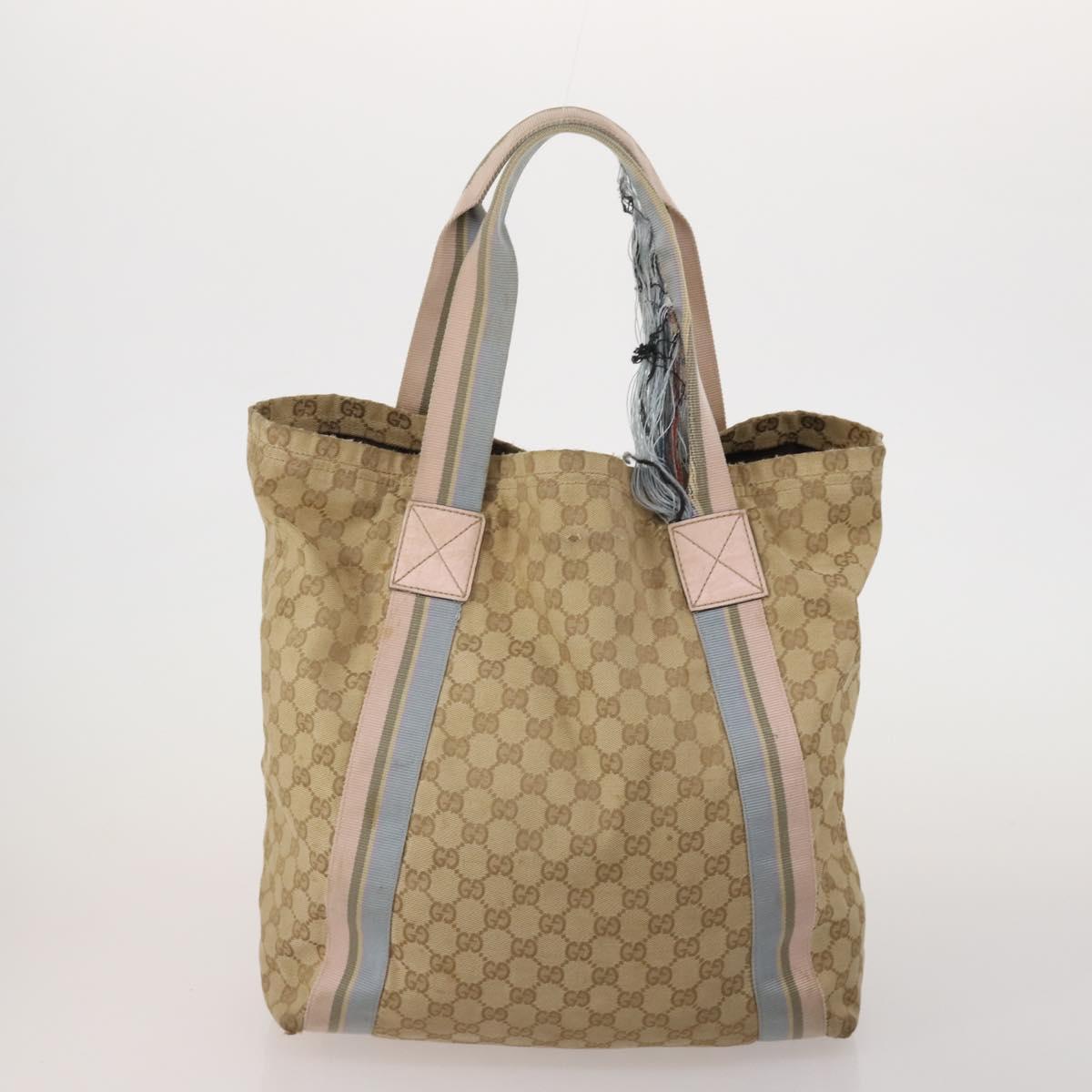 GUCCI GG Canvas Shoulder Bag Suede 5 Set Beige Black Auth 191151