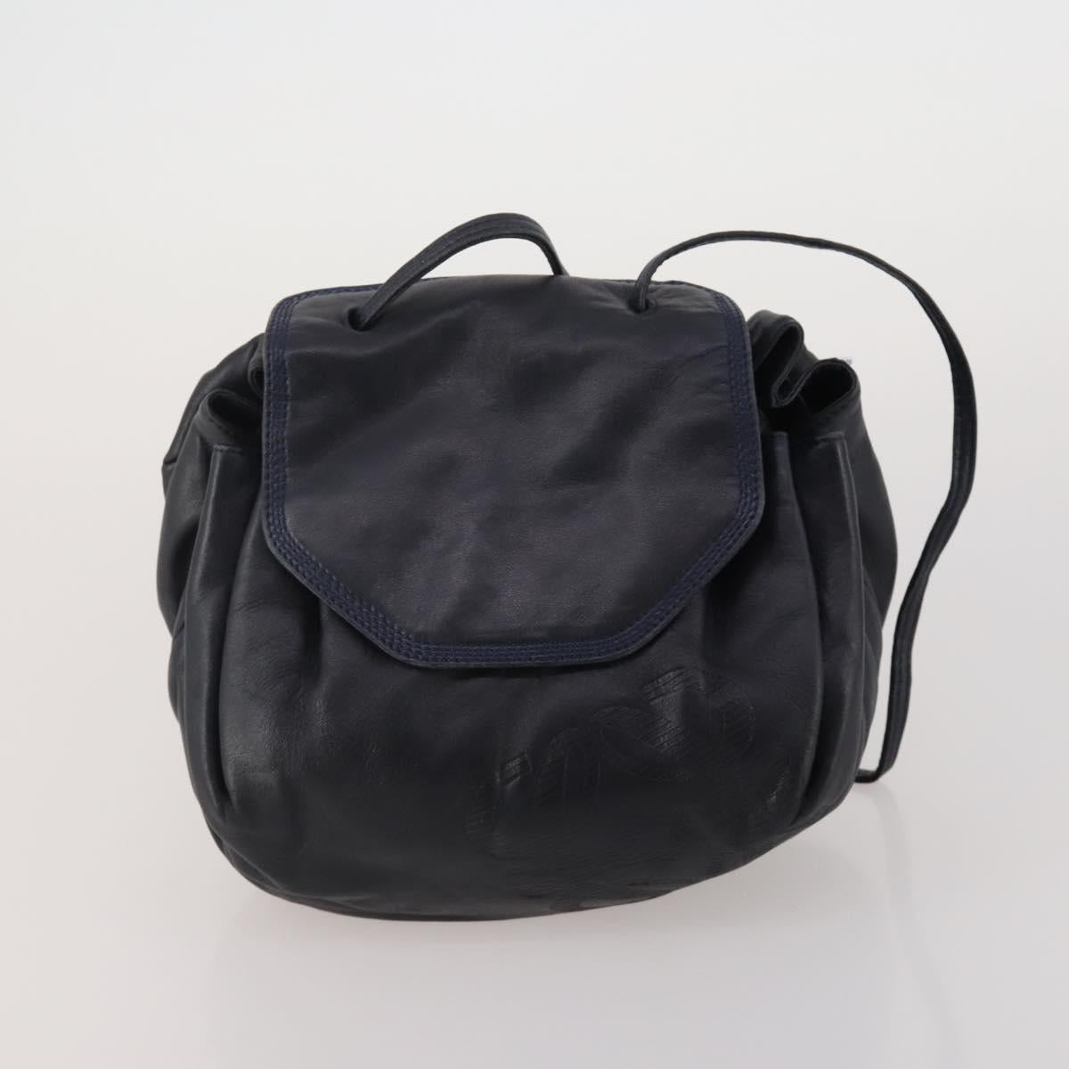 LOEWE Shoulder Bag Leather Canvas 3 Set Black Orange Auth 191153
