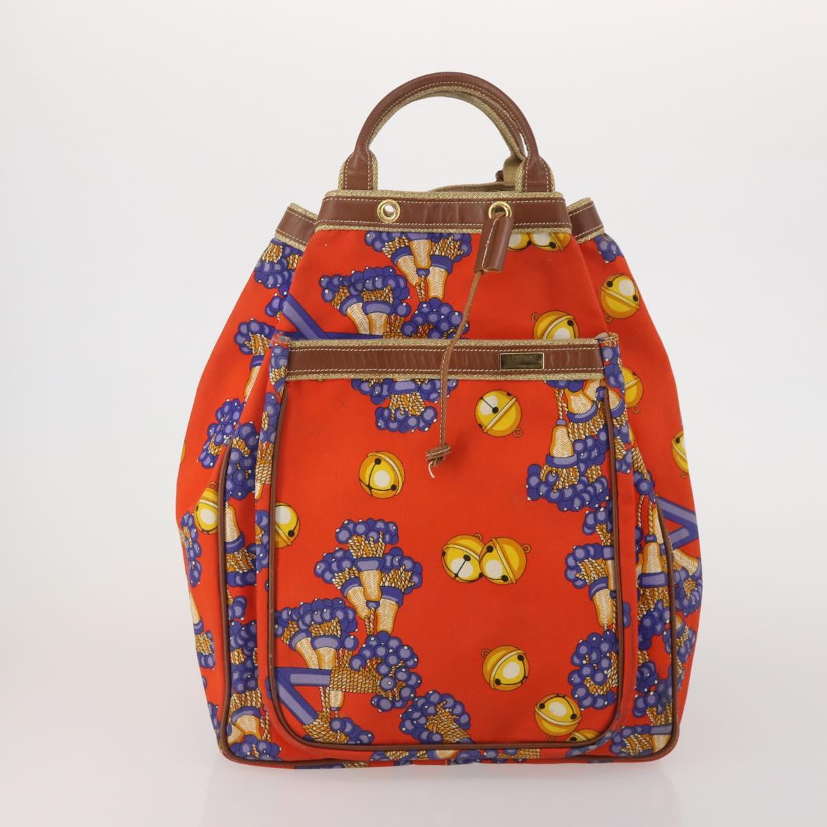LOEWE Shoulder Bag Leather Canvas 3 Set Black Orange Auth 191153