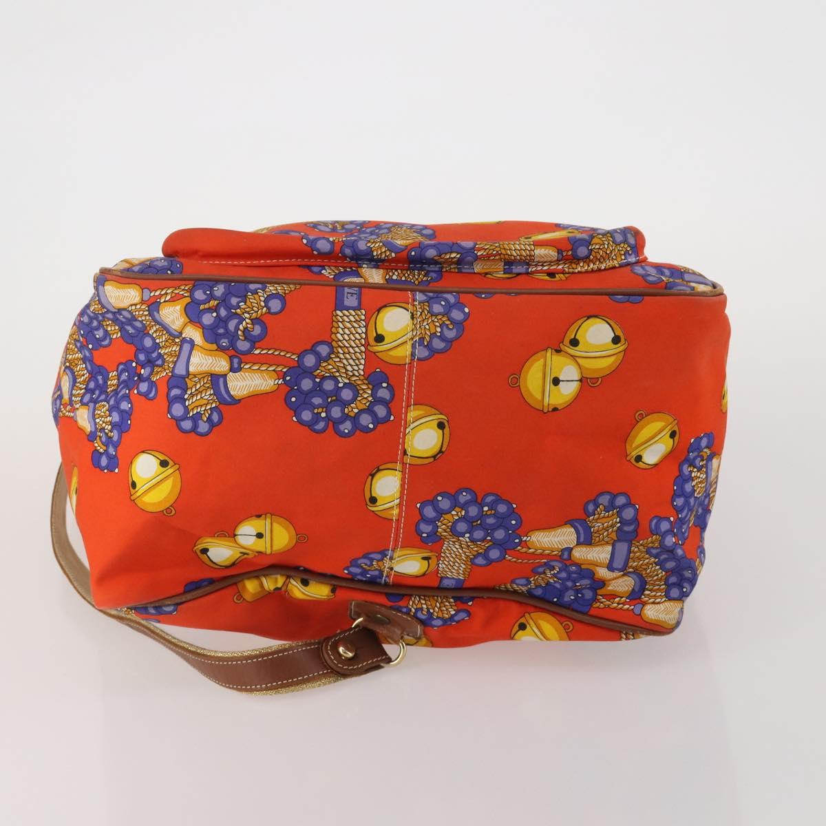 LOEWE Shoulder Bag Leather Canvas 3 Set Black Orange Auth 191153