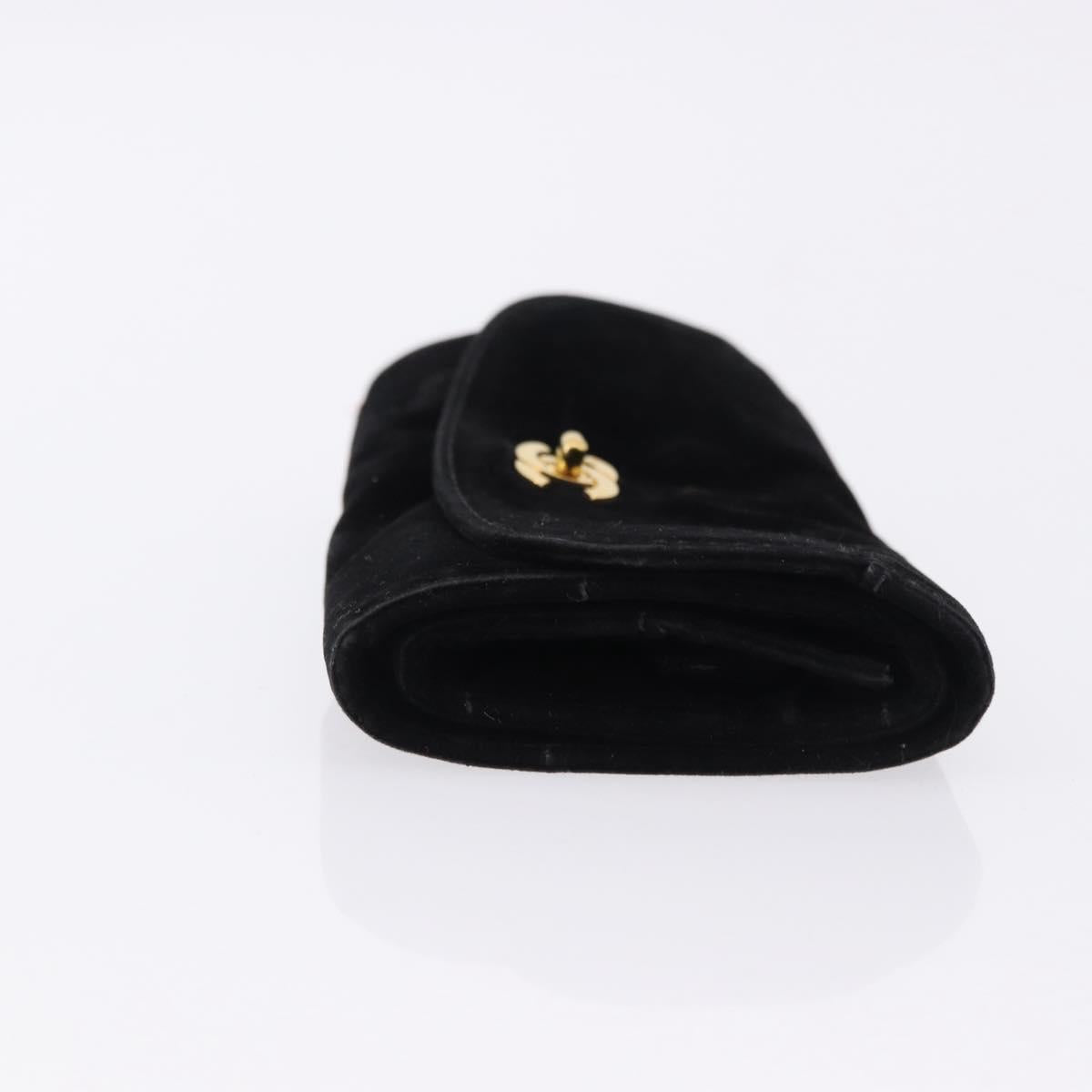 CHANEL Jewelry Case Velor Black Gold CC Auth 191156A