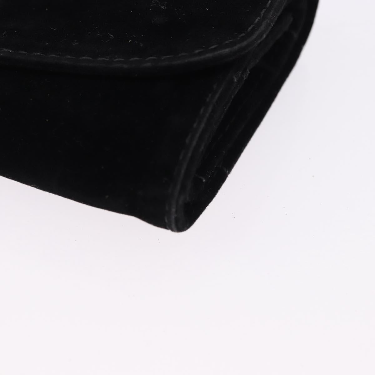 CHANEL Jewelry Case Velor Black Gold CC Auth 191156A