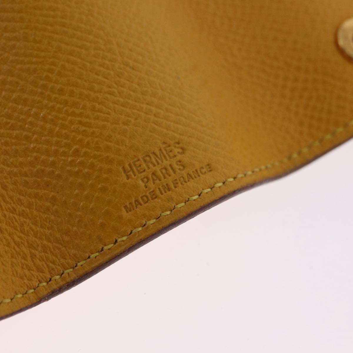 HERMES Serie Key Case Leather Courchevel Yellow Auth 191163M