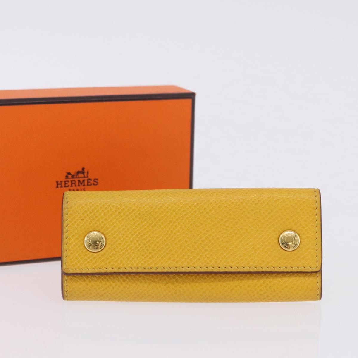 HERMES Serie Key Case Leather Courchevel Yellow Auth 191163M