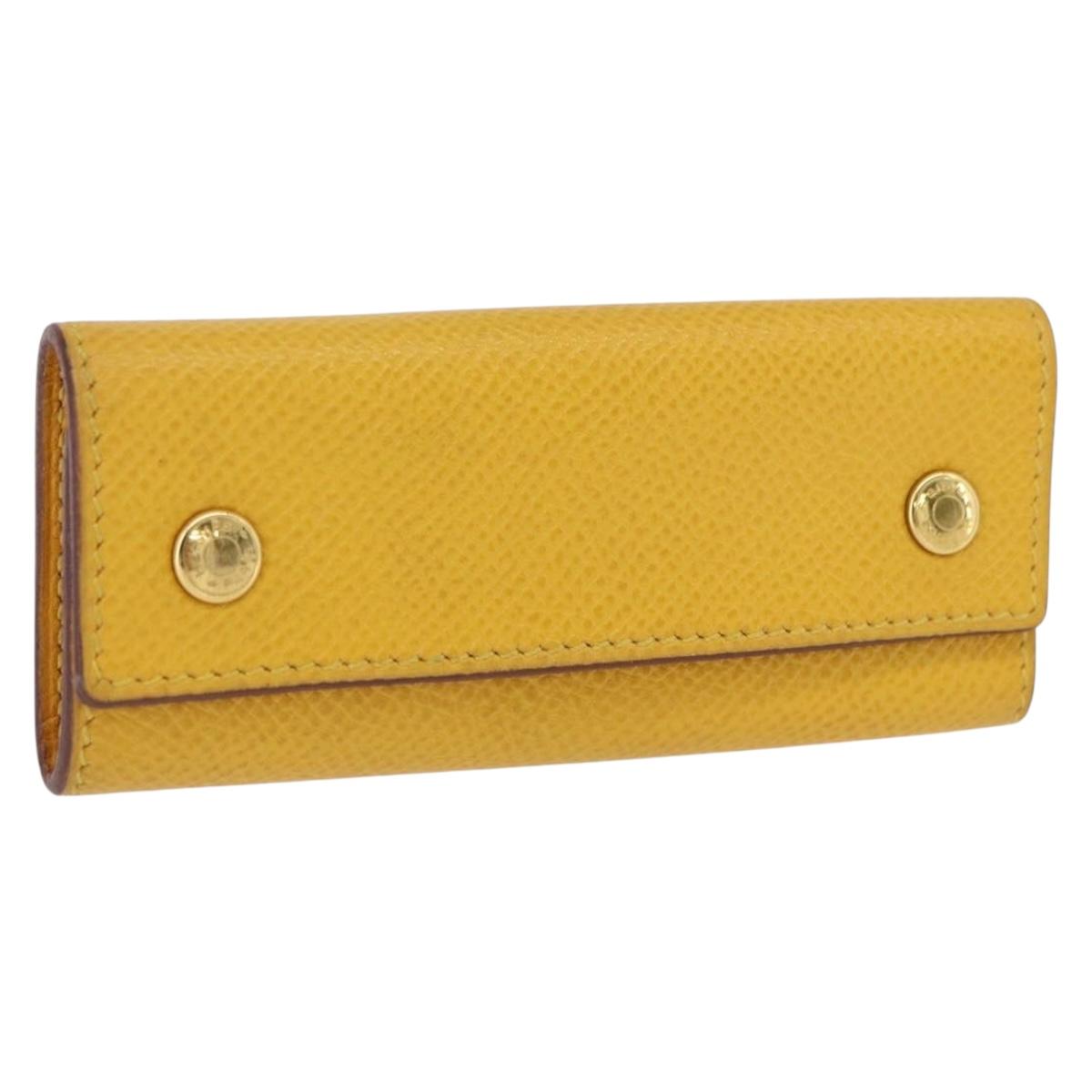 HERMES Serie Key Case Leather Courchevel Yellow Auth 191163M