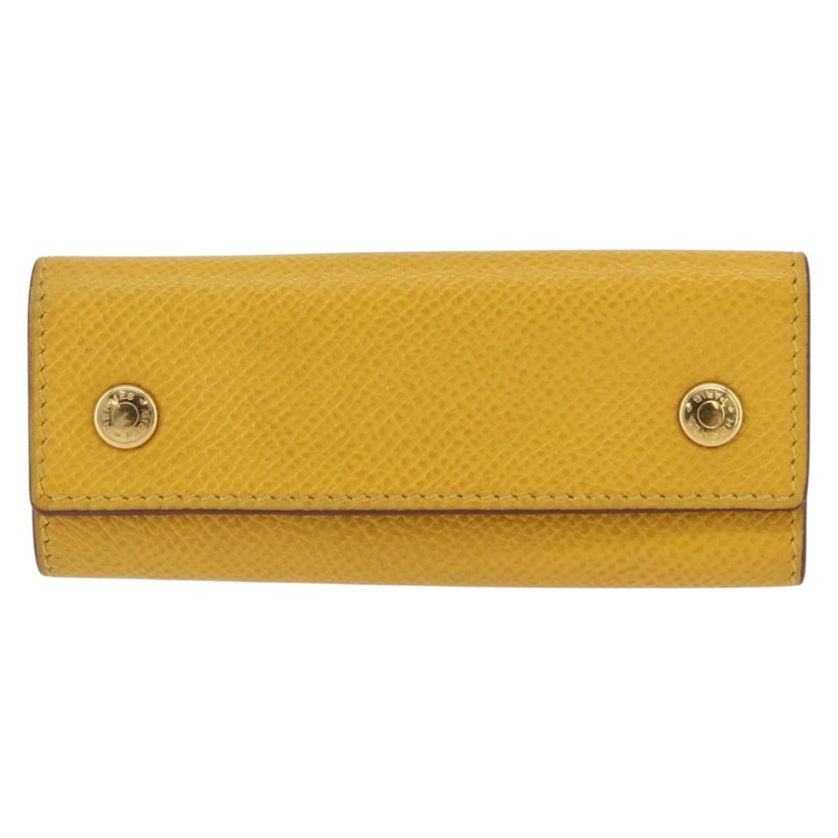 HERMES Serie Key Case Leather Courchevel Yellow Auth 191163M