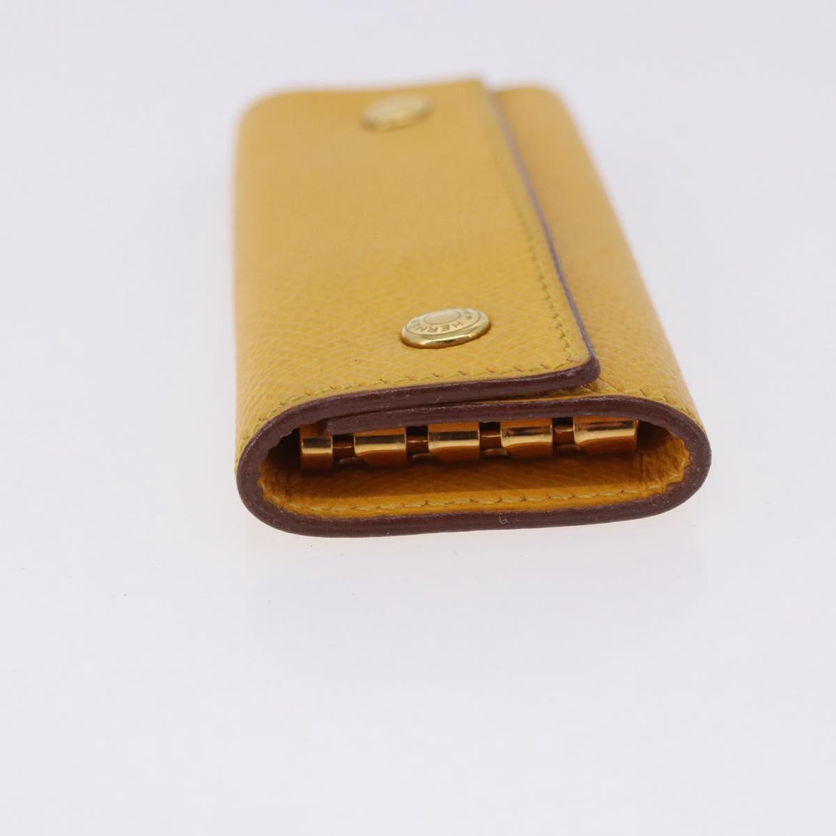 HERMES Serie Key Case Leather Courchevel Yellow Auth 191163M
