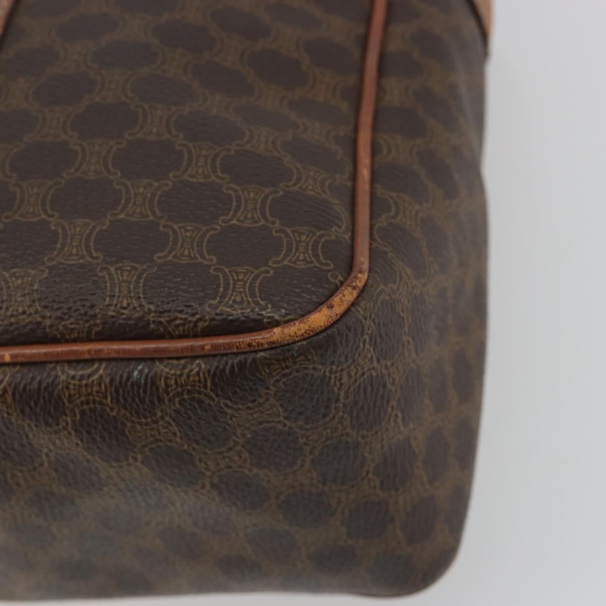 CELINE Macadam Tote Bag PVC Leather Brown Gold Tone Auth 191179