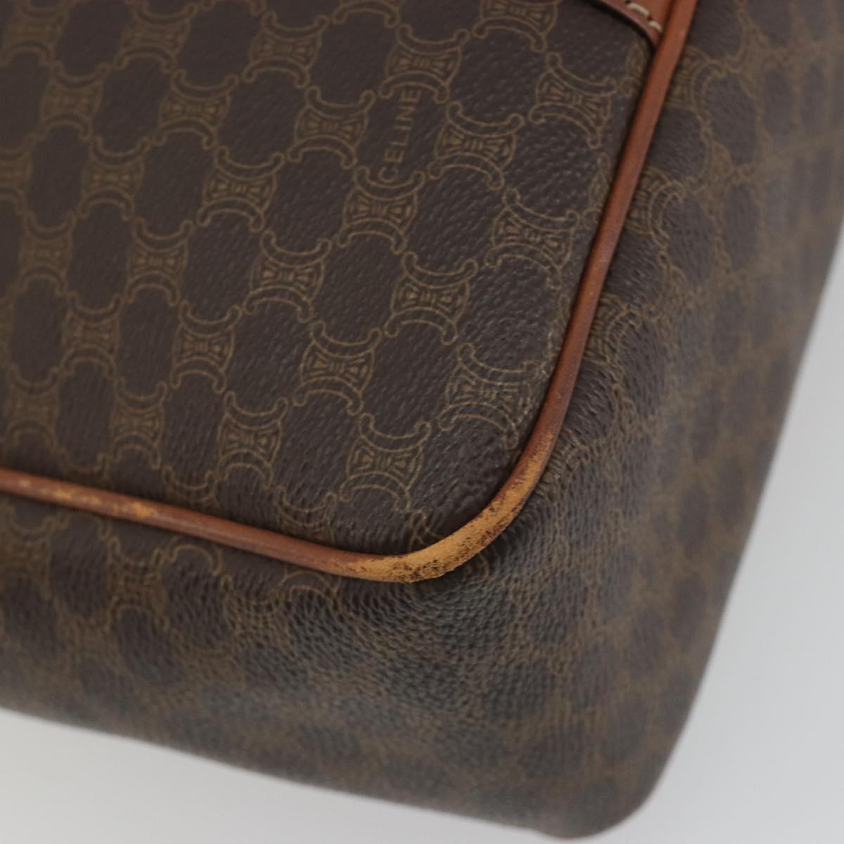 CELINE Macadam Tote Bag PVC Leather Brown Gold Tone Auth 191179