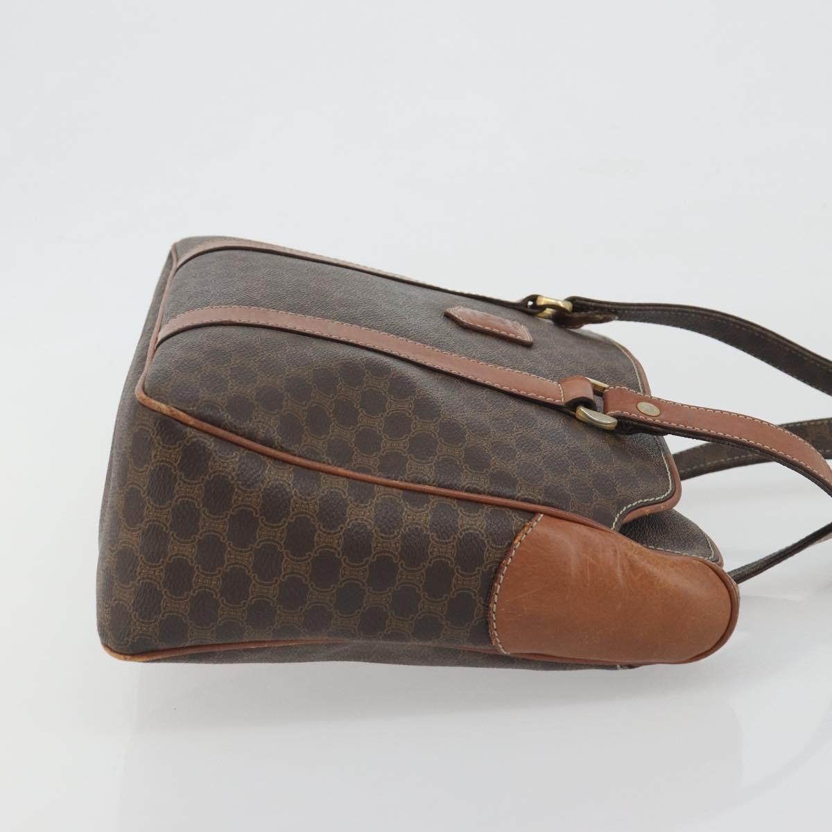CELINE Macadam Tote Bag PVC Leather Brown Gold Tone Auth 191179