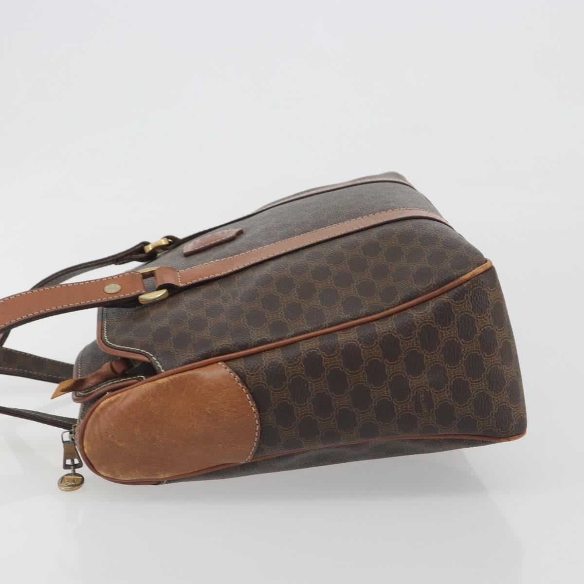 CELINE Macadam Tote Bag PVC Leather Brown Gold Tone Auth 191179
