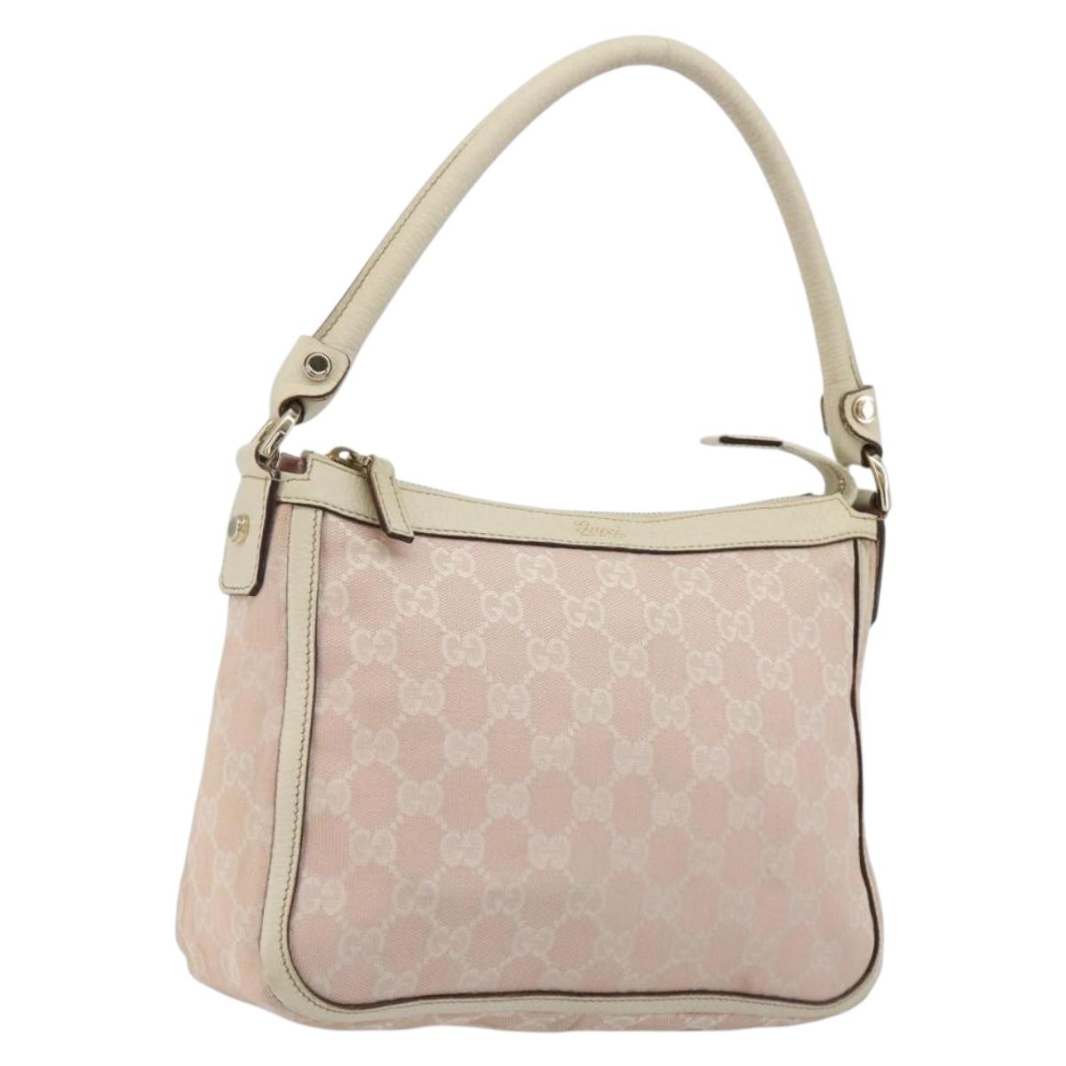 GUCCI GG Canvas Shoulder Bag Pink Gold 146244 Auth 191250A