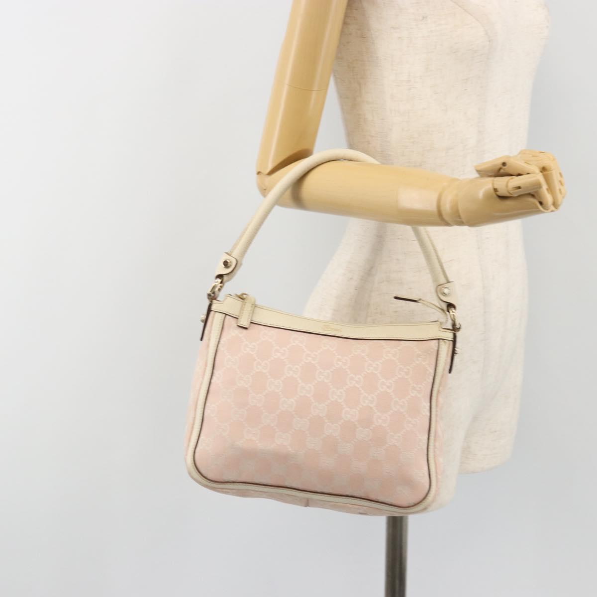 GUCCI GG Canvas Shoulder Bag Pink Gold 146244 Auth 191250A