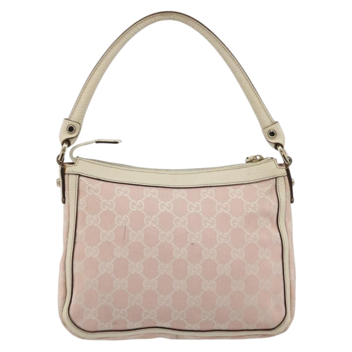 GUCCI GG Canvas Shoulder Bag Pink Gold 146244 Auth 191250A