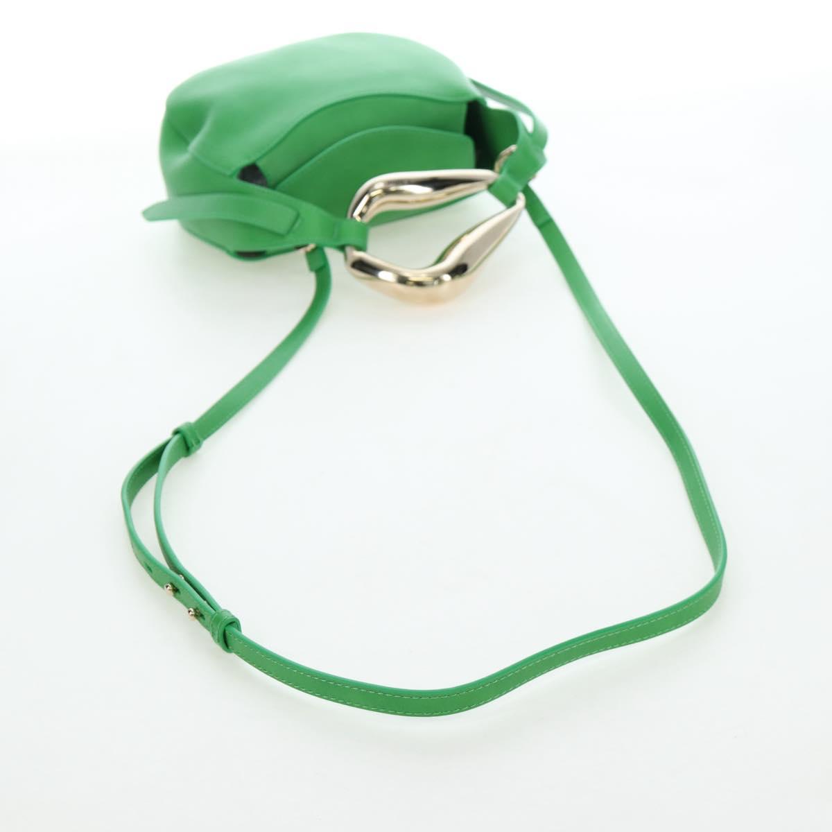 Chloe Kiss Shoulder Bag Leather 2way Green Gold Auth 191257V