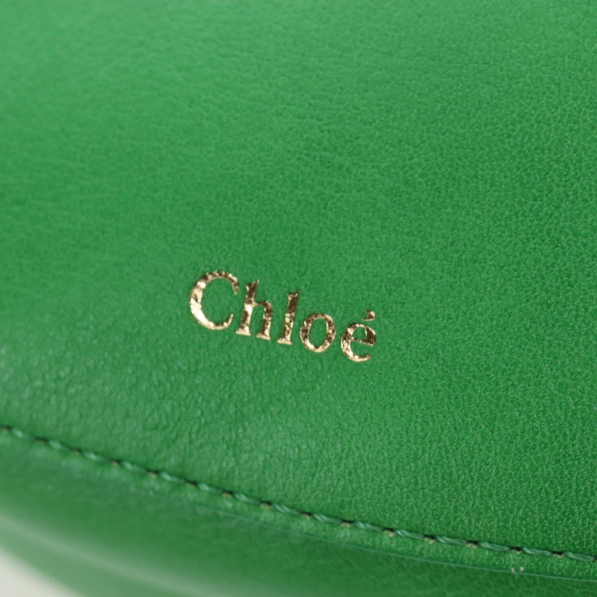 Chloe Kiss Shoulder Bag Leather 2way Green Gold Auth 191257V