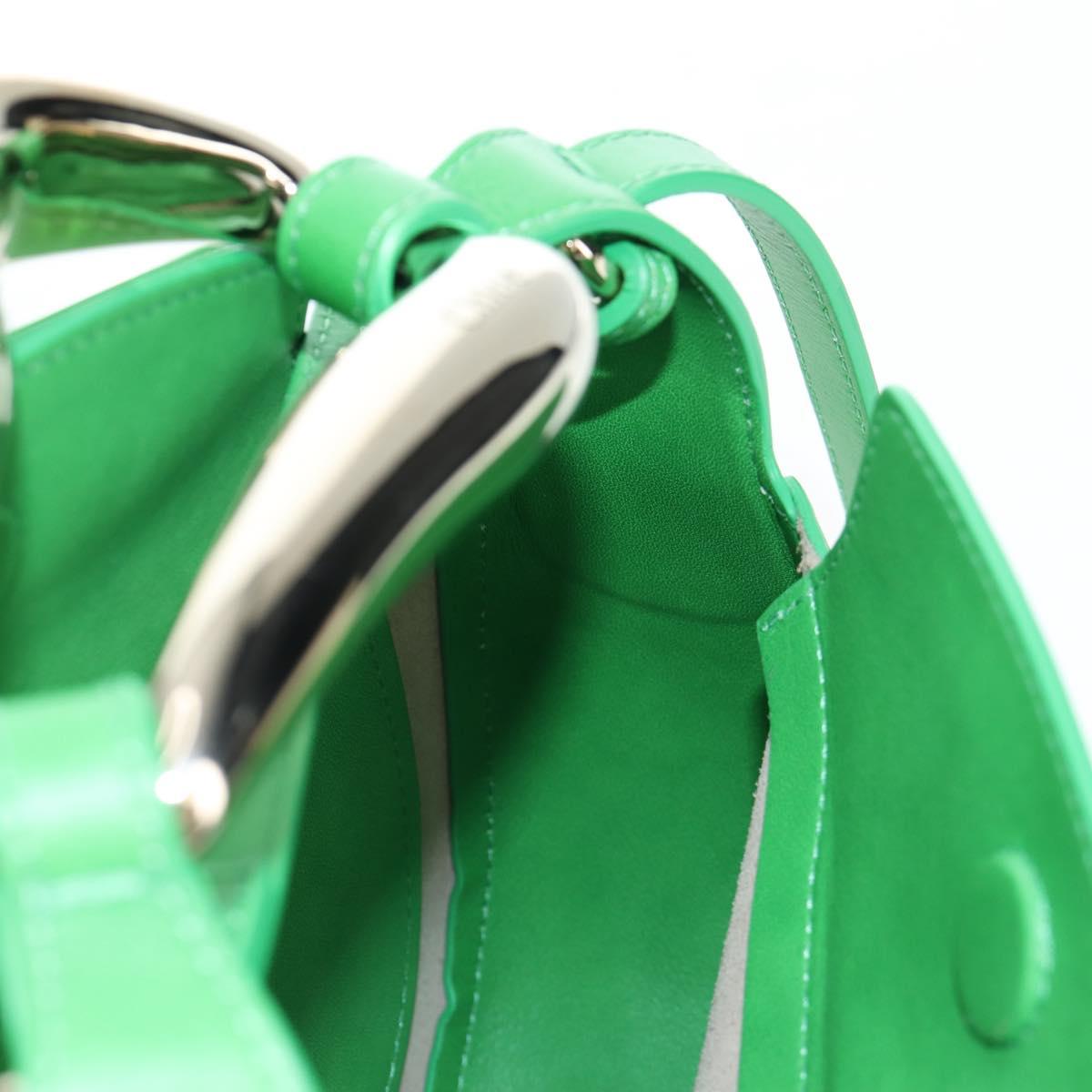 Chloe Kiss Shoulder Bag Leather 2way Green Gold Auth 191257V